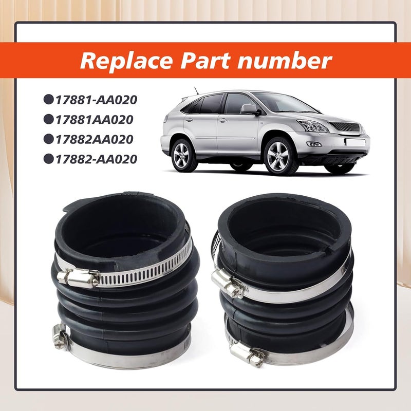 Mhrxusd 17881-AA020 17882-AA020 2Pcs 3.3L Engine Air Intake Hose with Clamps Replacement for Toyota Sienna 2004 2005 2006,For Lexus RX330 2004 2005 2006 RX350 2007 - Image 2